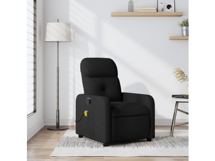 vidaXL Sklápacie masážne kreslo čierne látkové