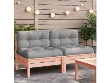 vidaXL Záhradné pohovky bez podrúčok s vankúšmi 2 ks masívny douglas