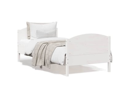 vidaXL Posteľný rám s čelom biely 100x200 cm borovicový masív