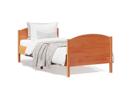 vidaXL Posteľný rám s čelom voskovo hnedý 100x200 cm borovicový masív