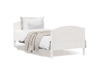 vidaXL Posteľný rám s čelom biely 90x200 cm masívna borovica