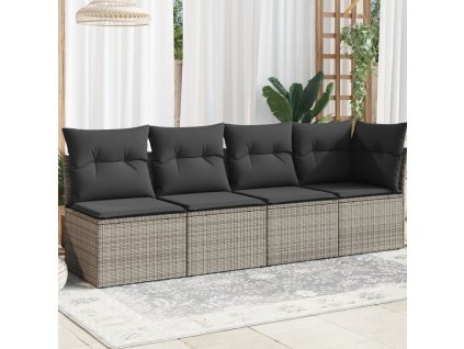 vidaXL Záhradná pohovka s vankúšmi 4-miestna sivá polyratan