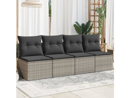 vidaXL Záhradná pohovka s vankúšmi 4-miestna sivá polyratan