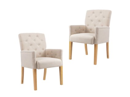 vidaXL Jedálenské stoličky s opierkami 2 ks, béžové, látka