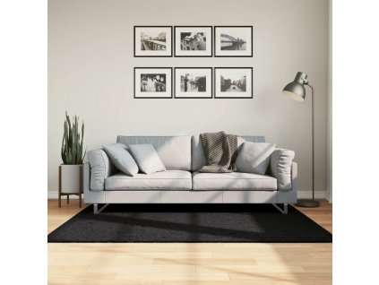 vidaXL Chlpatý koberec s vysokým vlasom moderný čierny 120x170 cm