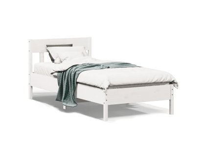 vidaXL Posteľný rám s čelom biely 90x200 cm masívna borovica
