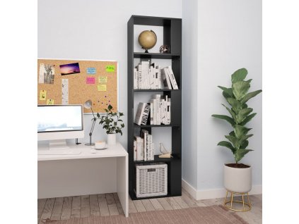 vidaXL Knižnica/deliaca stena, čierna 45x24x159 cm, kompozitné drevo