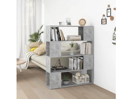 vidaXL Knižnica/deliaca stena betónová sivá 100x24x124 cm