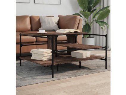 vidaXL Konferenčný stolík hnedý dub 100x100x48,5 cm spracované drevo