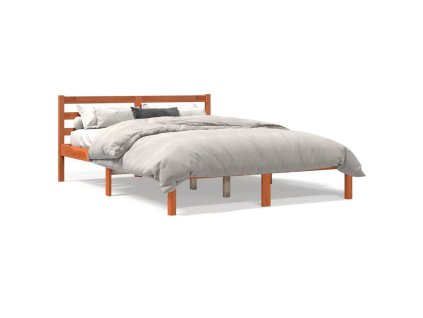 vidaXL Posteľný rám voskovo hnedý 135x190 cm masívna borovica