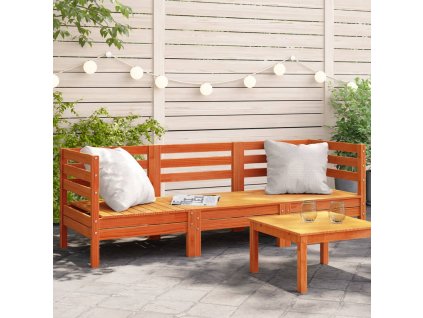 vidaXL Záhr. pohovka 3-miestna vosková hnedá borovicový masív