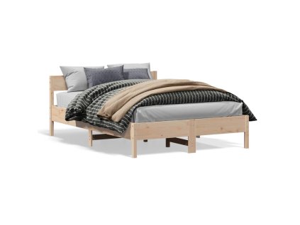vidaXL Posteľný rám s čelom 135x190 cm borovicový masív