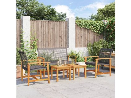 vidaXL 5-dielna záhradná súprava čierna polyratan a akáciové drevo