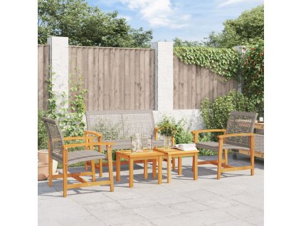 vidaXL 5-dielna záhr. sedacia súprava sivá polyratan a akáciové drevo