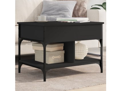 vidaXL Konferenčný stolík čierny 70x50x50 cm kompozitné drevo a kov