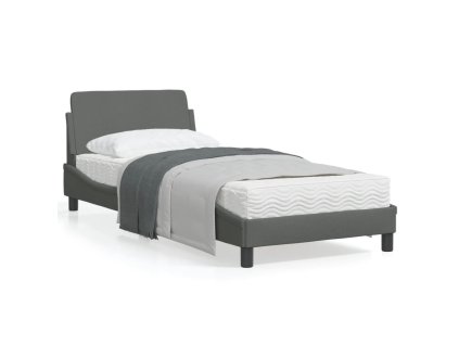 vidaXL Posteľný rám s čelom tmavosivý 90x200 cm látka