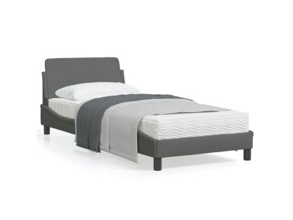 vidaXL Posteľný rám s čelom tmavosivý 90x190 cm látka