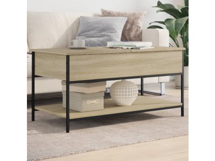 vidaXL Konferenčný stolík dub sonoma 100x50x50 cm kompozit.drevo a kov