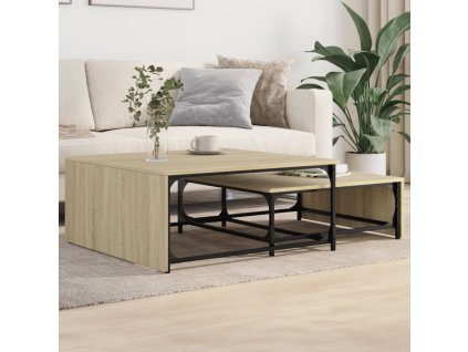 vidaXL Zasúvacie konferenčné stolíky 2 ks dub sonoma kompoz. drevo kov