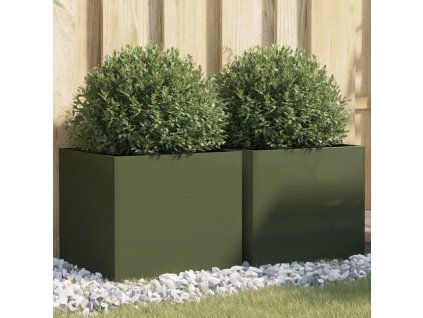 vidaXL Kvetináče 2 ks olivovozel. 42x40x39cm oceľ valcovaná za studena