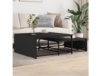 vidaXL Zasúvacie konferenčné stolíky 2ks čierne kompozitné drevo a kov