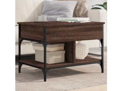 vidaXL Konferenčný stolík hnedý dub 70x50x50 cm kompozit. drevo a kov