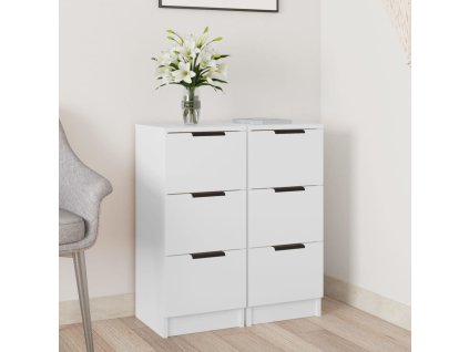 vidaXL Komody 2 ks biele 30x30x70 cm spracované drevo