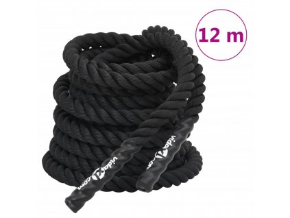 vidaXL Bojové lano čierne 12 m 9 kg polyester