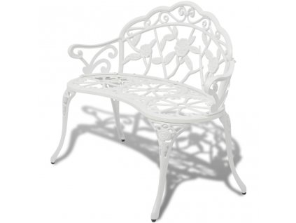 vidaXL Záhradná lavička 100 cm, odlievaný hliník, biela