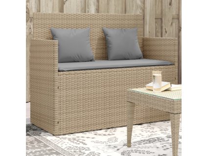 vidaXL Záhradná lavička s podložkami béžová polyratan