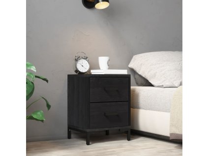 vidaXL Nočný stolík, čierny 36x30x45 cm, borovicový masív