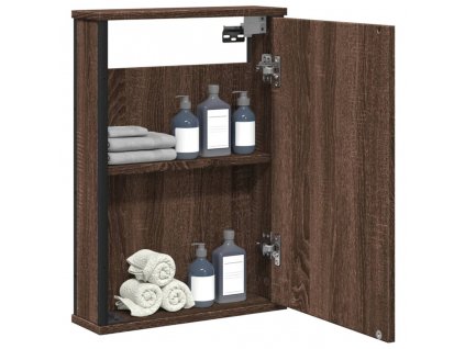 vidaXL Kúpeľňová skrinka so zrkadlom hnedý dub 42x12x60 cm komp. drevo