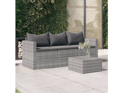 vidaXL 3-miestna záhradná pohovka s podložkami sivá polyratan