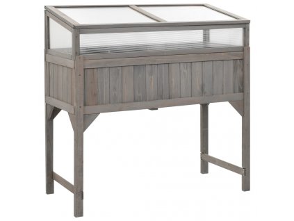 vidaXL Vyvýšený záhon so skleníkom 110x54x120 cm masívne jedľové drevo