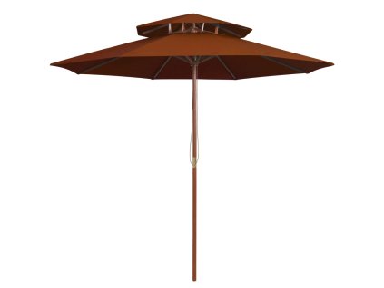 vidaXL Dvojitý slnečník s drevenou tyčou tehlovočervený 270 cm