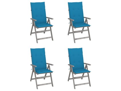 vidaXL Záhradné sklápacie stoličky 4 ks s podložkami akáciový masív