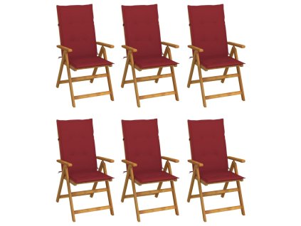 vidaXL Skladacie záhradné stoličky s podložkami 6 ks akáciový masív