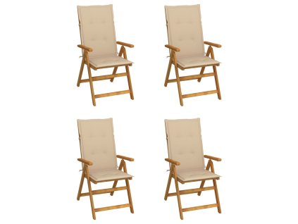 vidaXL Záhradné sklápacie stoličky 4 ks s podložkami akáciový masív