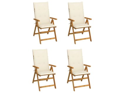 vidaXL Záhradné sklápacie stoličky 4 ks s podložkami akáciový masív