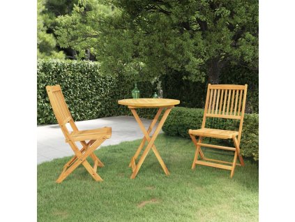 vidaXL 3-dielna skladacia záhradná jedálenská súprava masívne akáciové drevo