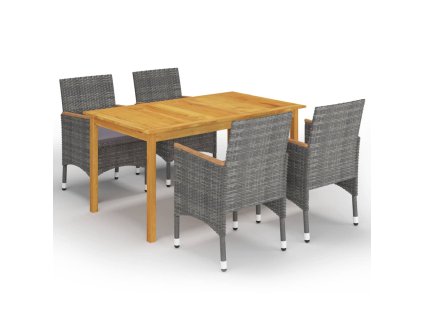 vidaXL 5-dielna záhradná jedálenská súprava sivá