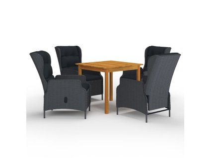 vidaXL 5-dielna záhradná jedálenská súprava tmavosivá