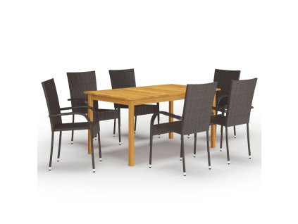 vidaXL 7-dielna záhradná jedálenská súprava hnedá