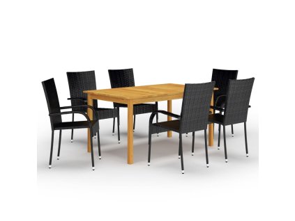 vidaXL 7-dielna záhradná jedálenská súprava čierna