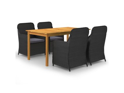 vidaXL 5-dielna záhradná jedálenská súprava čierna