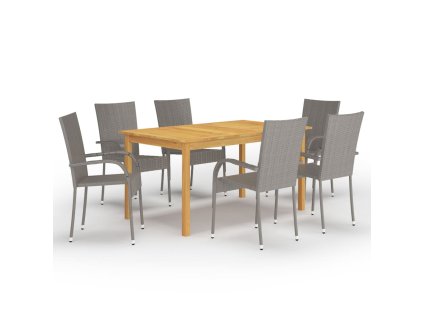 vidaXL 7-dielna záhradná jedálenská súprava sivá