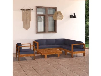 vidaXL 7-dielna záhradná sedacia súprava s tmavosivými podložkami akáciové drevo