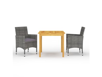 vidaXL 3-dielna záhradná jedálenská súprava sivá