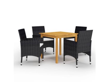 vidaXL 5-dielna záhradná jedálenská súprava čierna