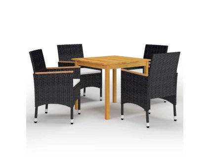 vidaXL 5-dielna záhradná jedálenská súprava čierna